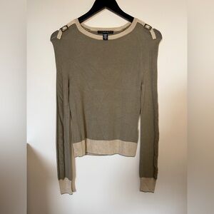 Laundry By Shelli Segal Beige and Olive Knit Top